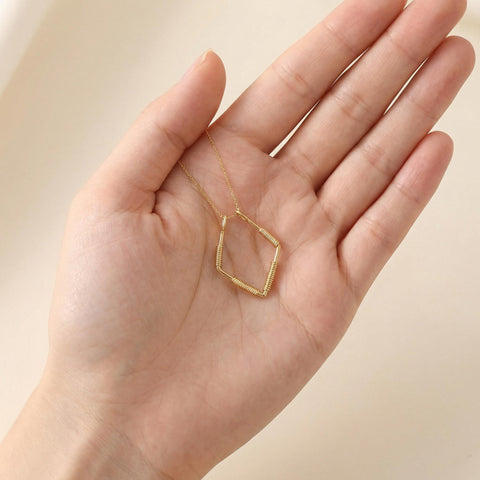 14K Gold Square Ring Holder Necklace - 12-24 in M.0512