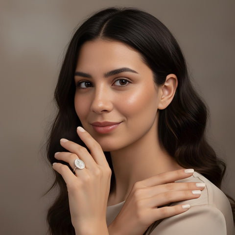 14K Gold Birthflower Oval Ring - M.0618