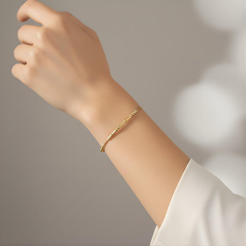 14K Gold Morse Code Bracelet - 3.5-10 in M.0602