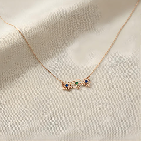 14K Dainty Gold Birth Flower Necklace - 12-24 in M.0605