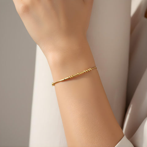 14K Gold Morse Code Bracelet - 3.5-10 in M.0602