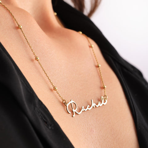 14K Gold Name Necklace with Birthstone - 12-24 in M.0027