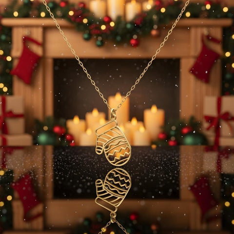 14K Gold Winter Glove Necklace - 12-24 in M.0584
