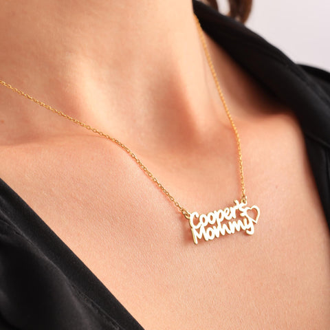 14K Gold Double Names Necklace with Heart - 12-24 in M.0204