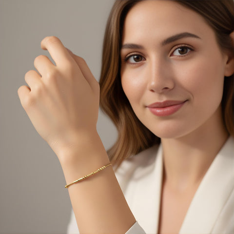 14K Gold Morse Code Bracelet - 3.5-10 in M.0602