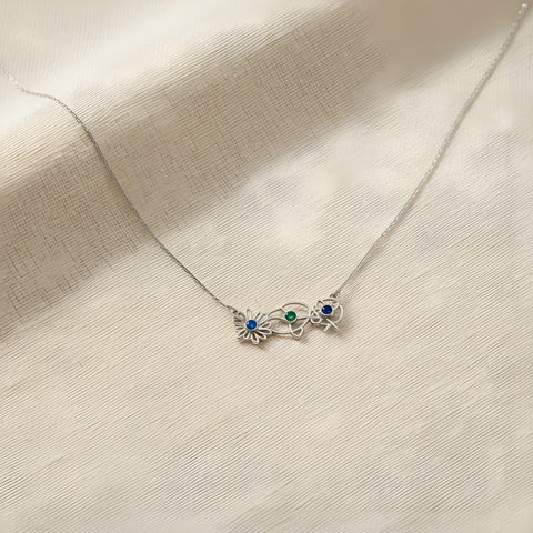 14K Dainty Gold Birth Flower Necklace - 12-24 in M.0605