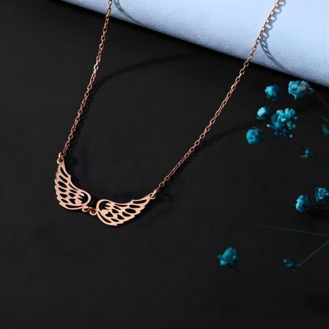 14K Gold Angel Wings Necklace with Birthstone- 12-24 in M.0272