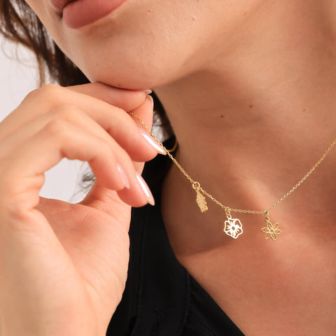 14K Gold Birth Flower Necklace - 12-24 in M.0261