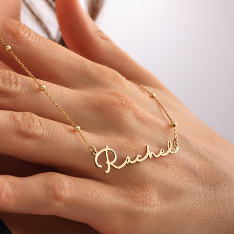 14K Gold Name Necklace with Birthstone - 12-24 in M.0027