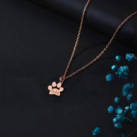 14K Gold Paw Name Necklace - 12-24 in M.0271