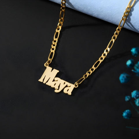 14K Gold Name Necklace with Birthstone - 12-24 in M.0027