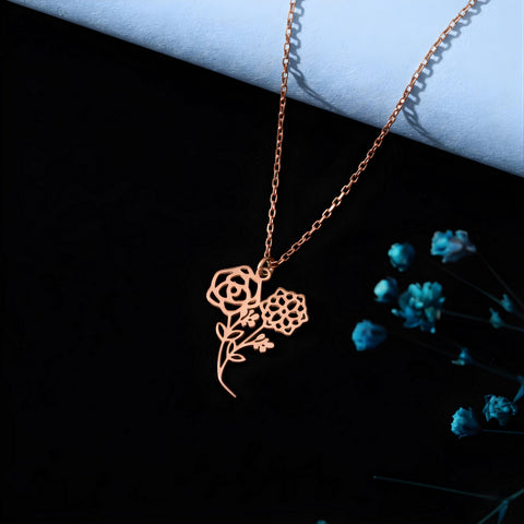 14K Gold Multiple Birth Flower Bouquet Necklace - 12-24 in M.0045