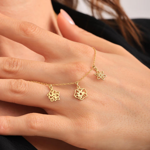 14K Gold Birth Flower Necklace - 12-24 in M.0261