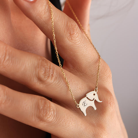 14K Gold Personalized Handmade Elephant Necklace - 12-24 in M.0267
