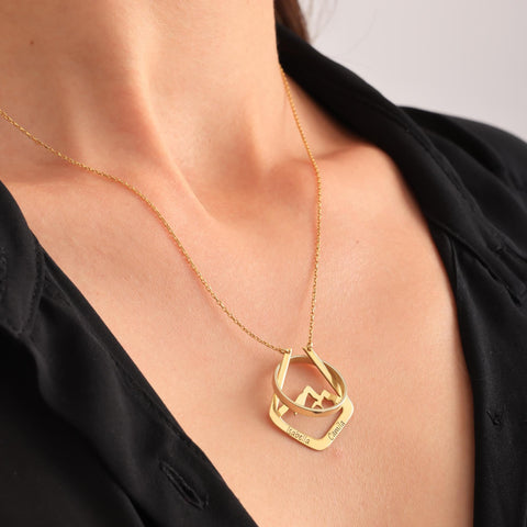14K Gold Ring Holder Necklace with Name - 12-24 in M.0264
