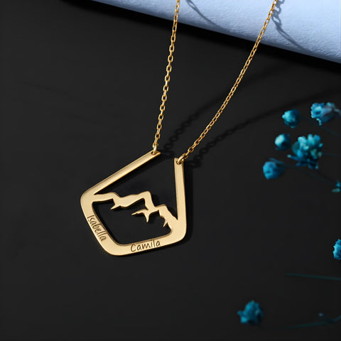 14K Gold Ring Holder Necklace with Name - 12-24 in M.0264