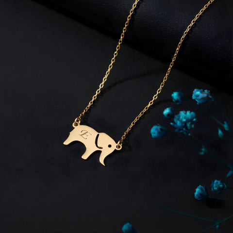 14K Gold Personalized Handmade Elephant Necklace - 12-24 in M.0267