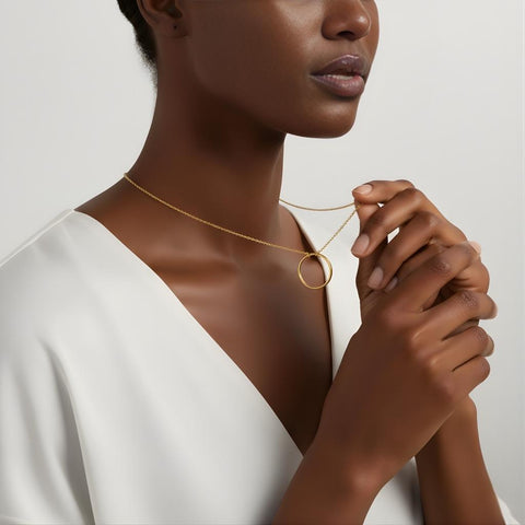 14K Gold Circle Necklace - 12-24 in M.0574