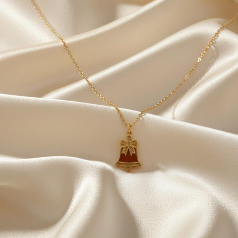 14K Gold Christmas Bell Necklace - 12-24 in M.0590