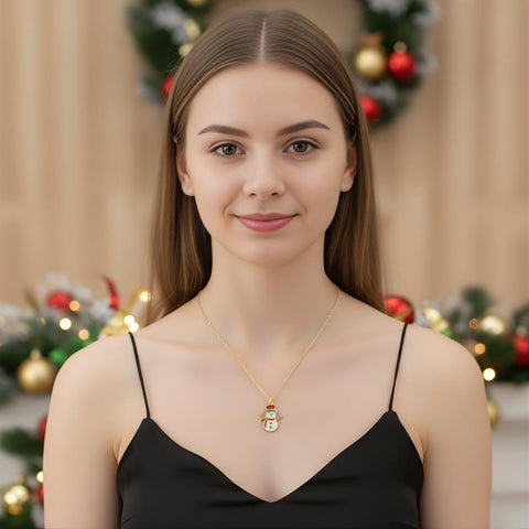 14K Gold Snowman Necklace - 12-24 in M.0586