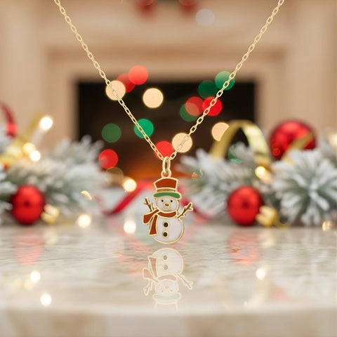 14K Gold Snowman Necklace - 12-24 in M.0586