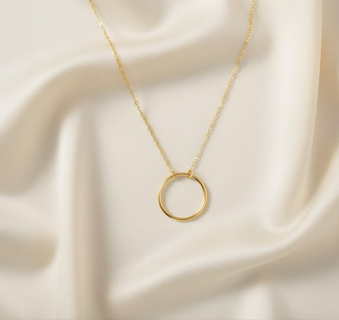14K Gold Circle Necklace - 12-24 in M.0574