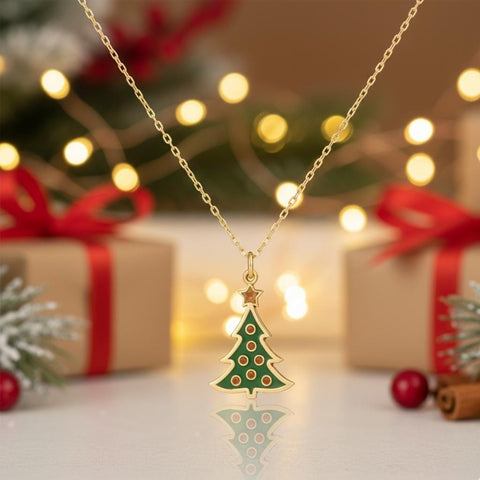 14K Gold Christmas Tree Necklace - 12-24 in M.0591
