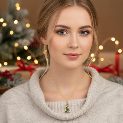 14K Gold Christmas Tree Necklace - 12-24 in M.0591