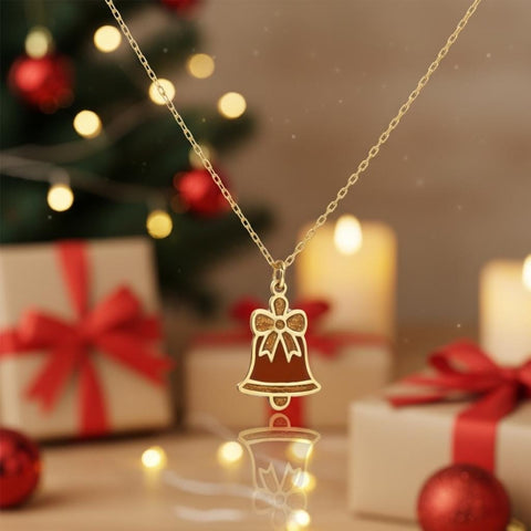 14K Gold Christmas Bell Necklace - 12-24 in M.0590