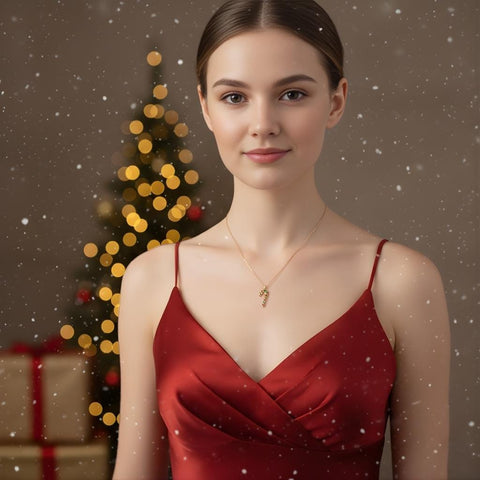 14K Gold Candy Cane Necklace - 12-24 in M.0588