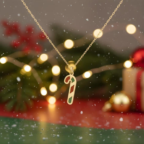 14K Gold Candy Cane Necklace - 12-24 in M.0588