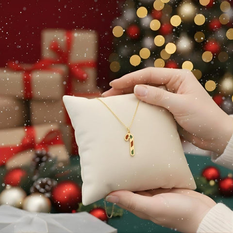 14K Gold Candy Cane Necklace - 12-24 in M.0588