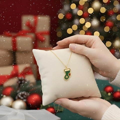 14K Gold Christmas Stocking Necklace - 12-24 in M.0587