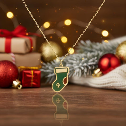 14K Gold Christmas Stocking Necklace - 12-24 in M.0587