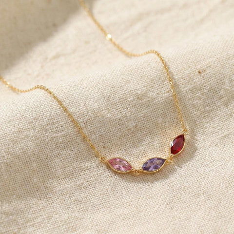 14K Gold Marquise Birthstone Necklace - 12-24 in M.0617