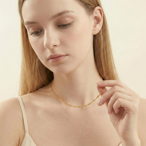 14K Gold Morse Code Necklace - 12-24 in M.0616