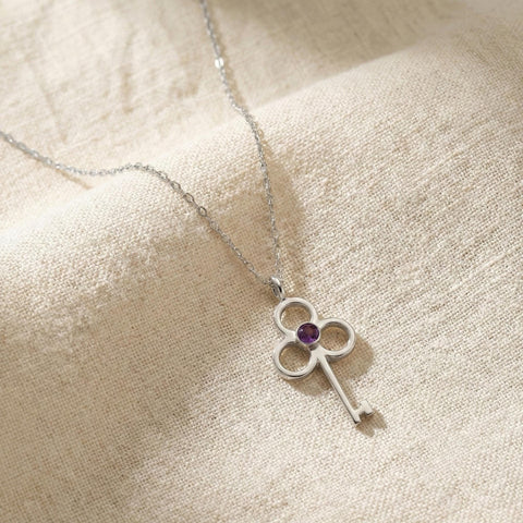 14K Gold Birthstone Key Necklace - 12-24 in M.0613