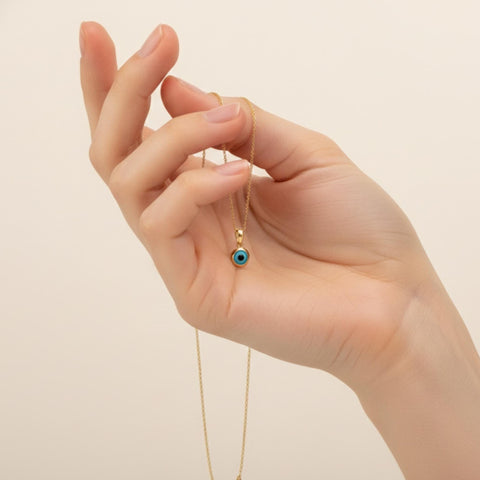 14K Gold Evil Eye Necklace - 12-24 in M.0484