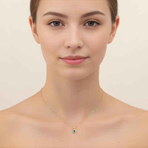 14K Gold Evil Eye Necklace - 12-24 in M.0484