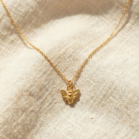 14K Gold Bee Necklace - 12-24 in M.0452
