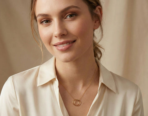 14K Gold Two Circle Necklace - 12-24 in M.0558
