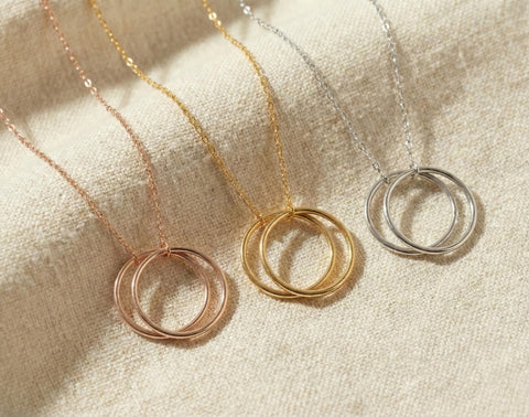14K Gold Two Circle Necklace - 12-24 in M.0558