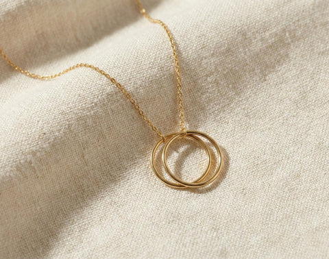14K Gold Two Circle Necklace - 12-24 in M.0558