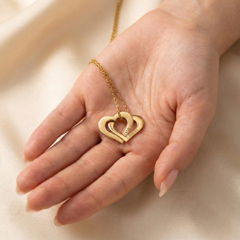 14K Gold Interlocking Double Heart Necklace - 12-24 in M.0522