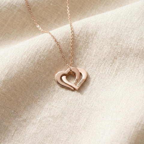 14K Gold Interlocking Double Heart Necklace - 12-24 in M.0522