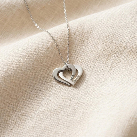 14K Gold Interlocking Double Heart Necklace - 12-24 in M.0522