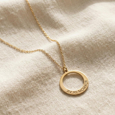 14K Gold Name Engraved Ring Necklace - 12-24 in M.0486