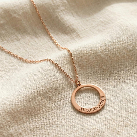14K Gold Name Engraved Ring Necklace - 12-24 in M.0486