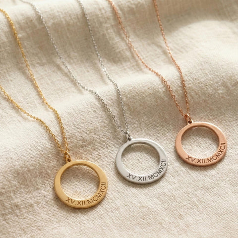 14K Gold Name Engraved Ring Necklace - 12-24 in M.0486
