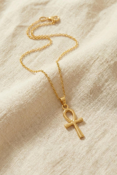 14K Gold Egyptian Cross Necklace - 12-24 in M.0445